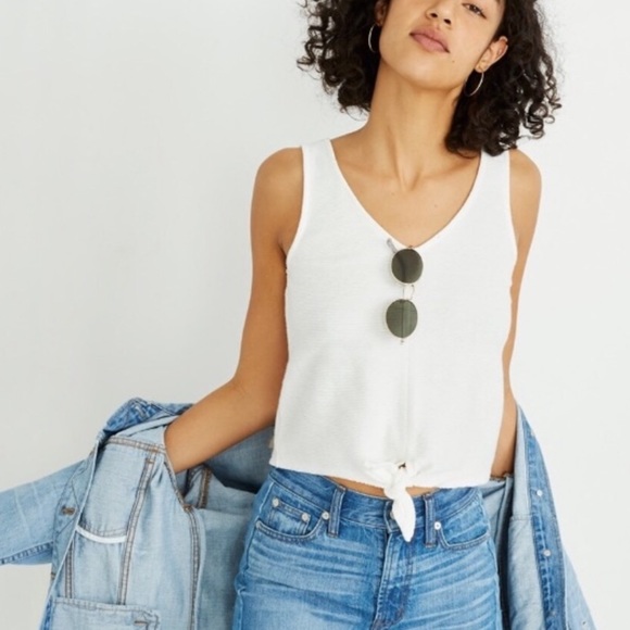 Madewell Texture & Thread Tie Front Tank Top Black - Picture 8 of 8